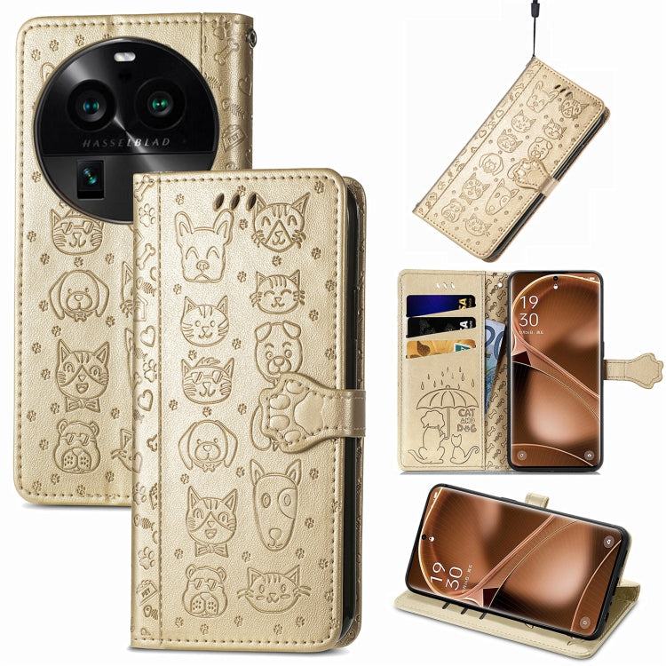 Cat and Dog Embossed Leather Phone Case, For OnePlus Nord CE 3 Lite, For OPPO Find X6 Pro, For OPPO Find X6, For Nokia C32