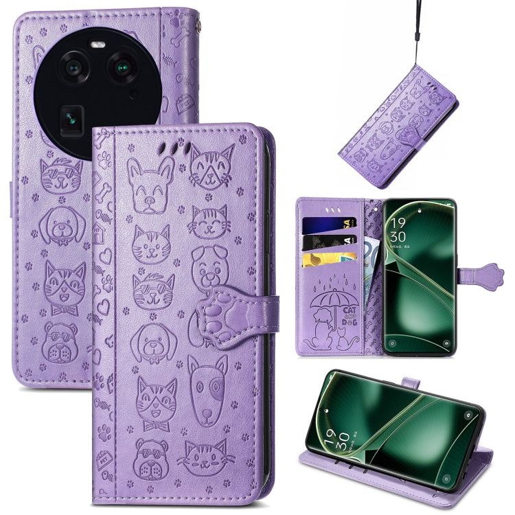 Cat and Dog Embossed Leather Phone Case, For OnePlus Nord CE 3 Lite, For OPPO Find X6 Pro, For OPPO Find X6, For Nokia C32