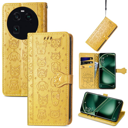 Cat and Dog Embossed Leather Phone Case, For OnePlus Nord CE 3 Lite, For OPPO Find X6 Pro, For OPPO Find X6, For Nokia C32