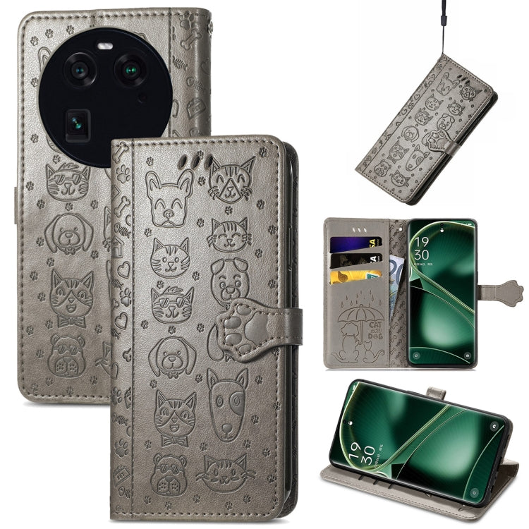 Cat and Dog Embossed Leather Phone Case, For OnePlus Nord CE 3 Lite, For OPPO Find X6 Pro, For OPPO Find X6, For Nokia C32
