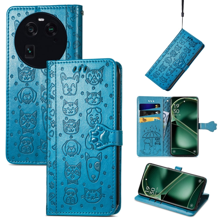 Cat and Dog Embossed Leather Phone Case, For OnePlus Nord CE 3 Lite, For OPPO Find X6 Pro, For OPPO Find X6, For Nokia C32