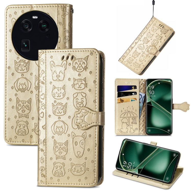 Cat and Dog Embossed Leather Phone Case, For OnePlus Nord CE 3 Lite, For OPPO Find X6 Pro, For OPPO Find X6, For Nokia C32