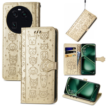 Cat and Dog Embossed Leather Phone Case, For OnePlus Nord CE 3 Lite, For OPPO Find X6 Pro, For OPPO Find X6, For Nokia C32
