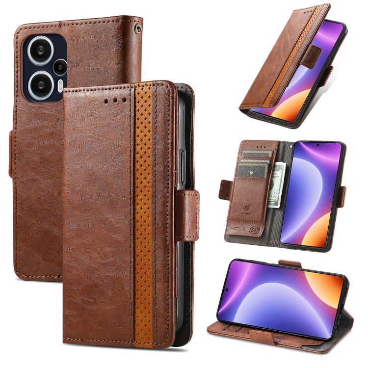 CaseNeo Splicing Dual Magnetic Buckle Leather Phone Case, For Redmi Note 12 Turbo
