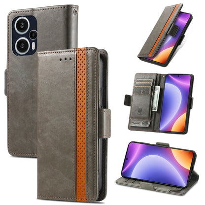 CaseNeo Splicing Dual Magnetic Buckle Leather Phone Case, For Redmi Note 12 Turbo