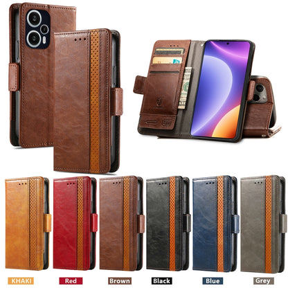 CaseNeo Splicing Dual Magnetic Buckle Leather Phone Case, For Redmi Note 12 Turbo