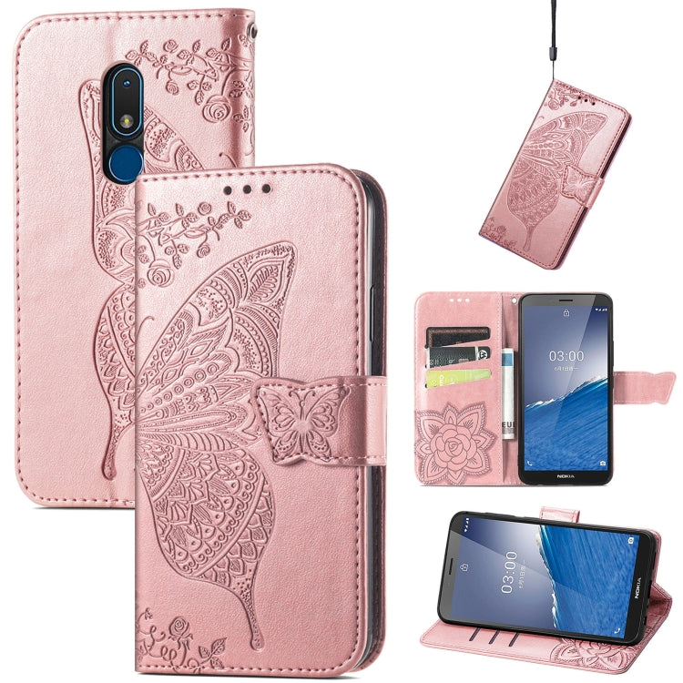 Butterfly Love Flower Embossed Leather Phone Case, For Motorola Moto G Stylus 5G 2023, For Nokia C3, For OnePlus Nord CE 3 Lite