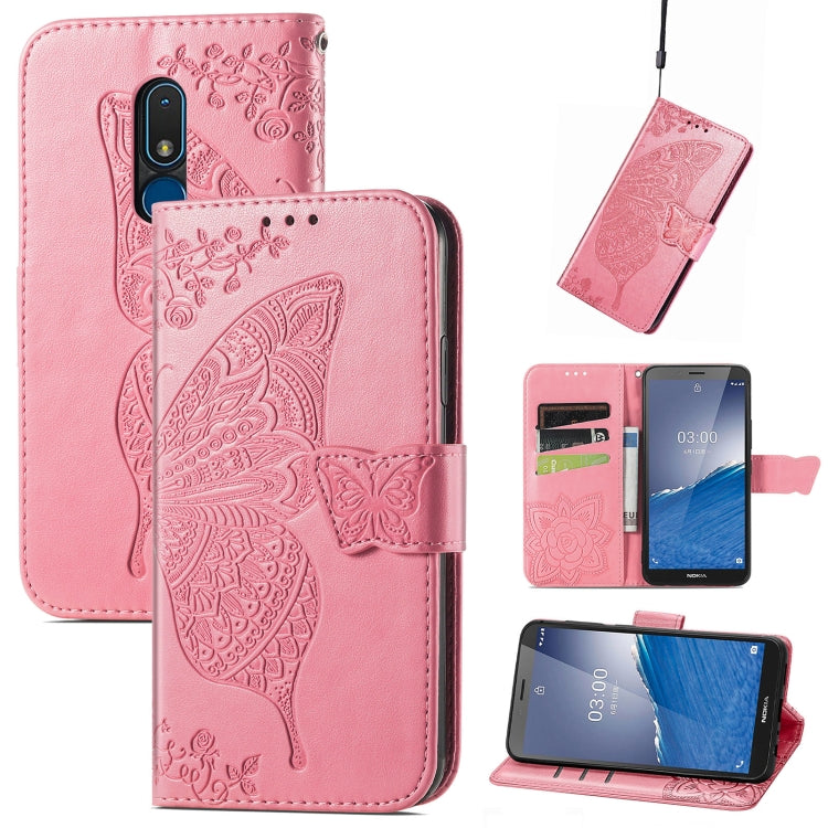 Butterfly Love Flower Embossed Leather Phone Case, For Motorola Moto G Stylus 5G 2023, For Nokia C3, For OnePlus Nord CE 3 Lite