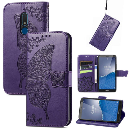 Butterfly Love Flower Embossed Leather Phone Case, For Motorola Moto G Stylus 5G 2023, For Nokia C3, For OnePlus Nord CE 3 Lite
