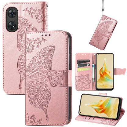 Butterfly Love Flower Embossed Leather Phone Case, For OPPO Reno8 T 4G, For Honor 9C