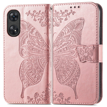Butterfly Love Flower Embossed Leather Phone Case, For OPPO Reno8 T 4G, For Honor 9C
