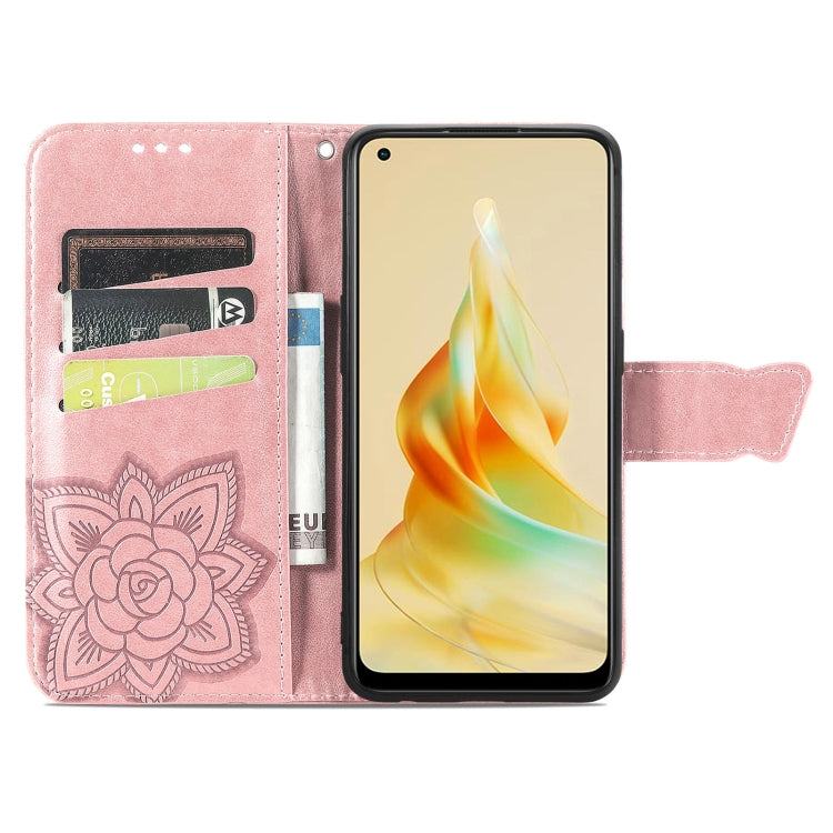 Butterfly Love Flower Embossed Leather Phone Case, For OPPO Reno8 T 4G, For Honor 9C