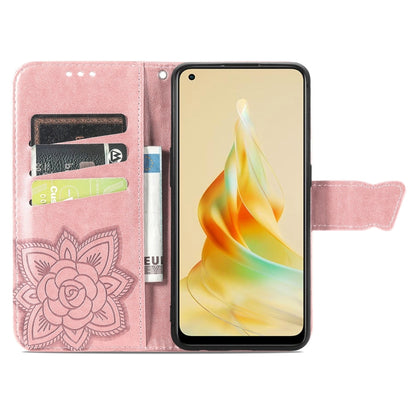 Butterfly Love Flower Embossed Leather Phone Case, For OPPO Reno8 T 4G, For Honor 9C