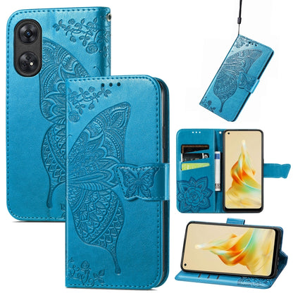 Butterfly Love Flower Embossed Leather Phone Case, For OPPO Reno8 T 4G, For Honor 9C