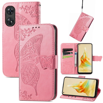 Butterfly Love Flower Embossed Leather Phone Case, For OPPO Reno8 T 4G, For Honor 9C