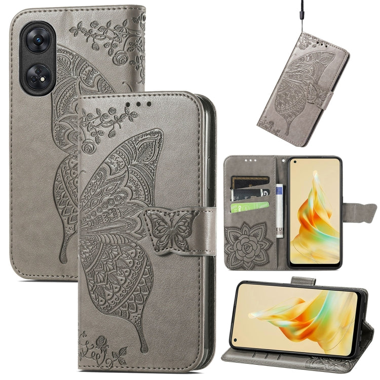 Butterfly Love Flower Embossed Leather Phone Case, For OPPO Reno8 T 4G, For Honor 9C