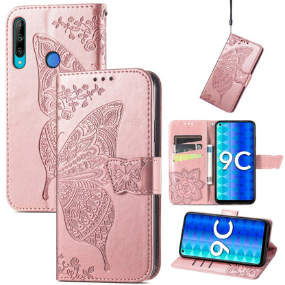 Butterfly Love Flower Embossed Leather Phone Case, For OPPO Reno8 T 4G, For Honor 9C