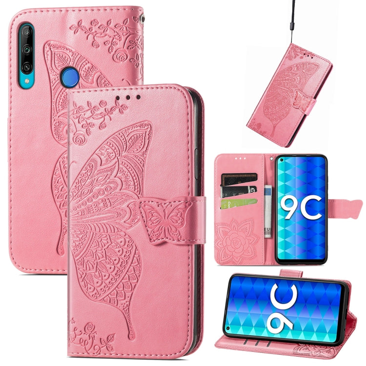 Butterfly Love Flower Embossed Leather Phone Case, For OPPO Reno8 T 4G, For Honor 9C