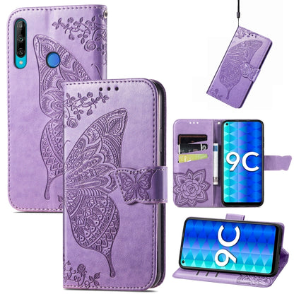 Butterfly Love Flower Embossed Leather Phone Case, For OPPO Reno8 T 4G, For Honor 9C