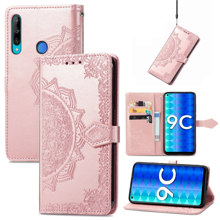 Mandala Flower Embossed Leather Phone Case, For Honor 9C