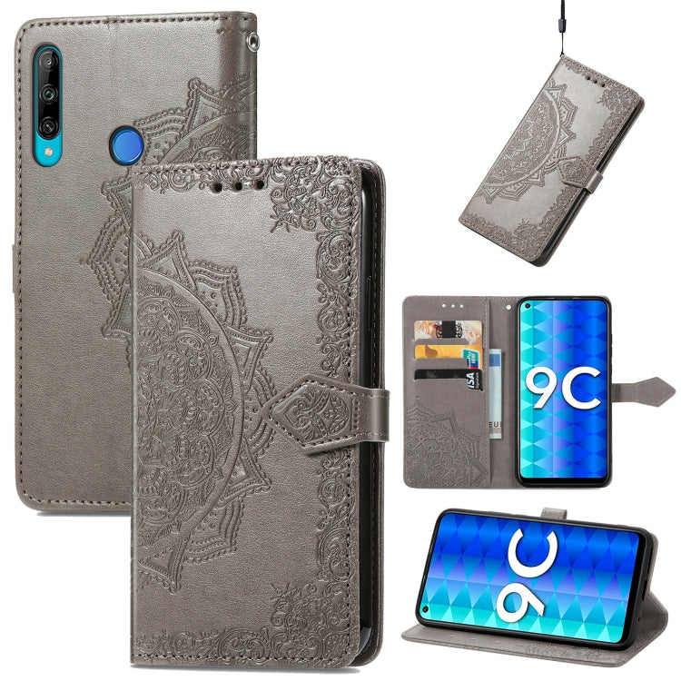 Mandala Flower Embossed Leather Phone Case, For Honor 9C
