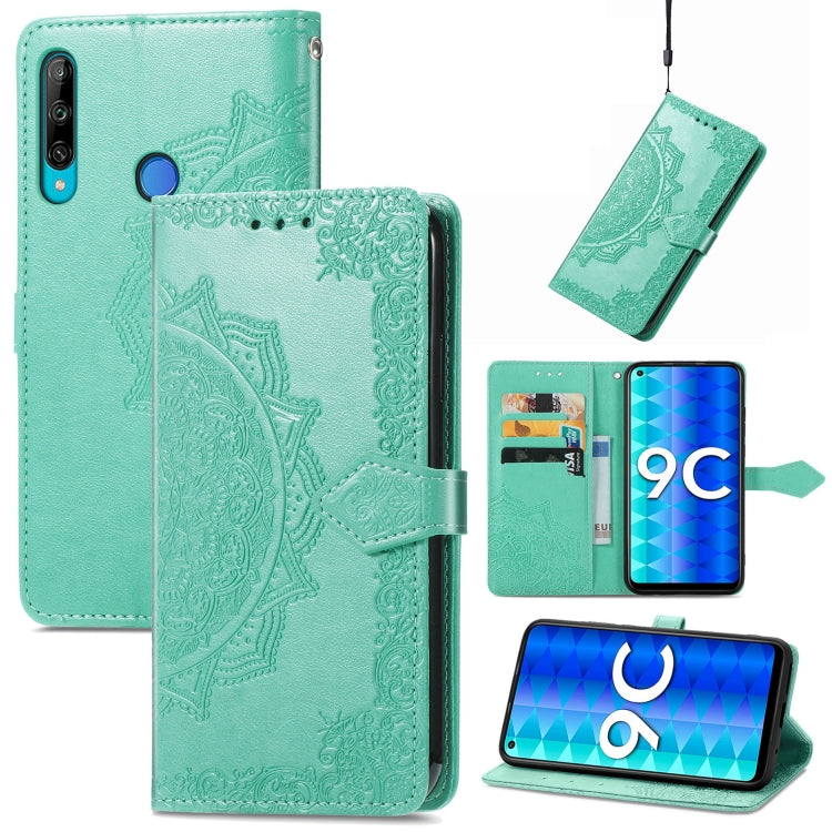 Mandala Flower Embossed Leather Phone Case, For Honor 9C