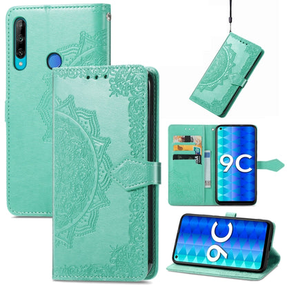 Mandala Flower Embossed Leather Phone Case, For Honor 9C