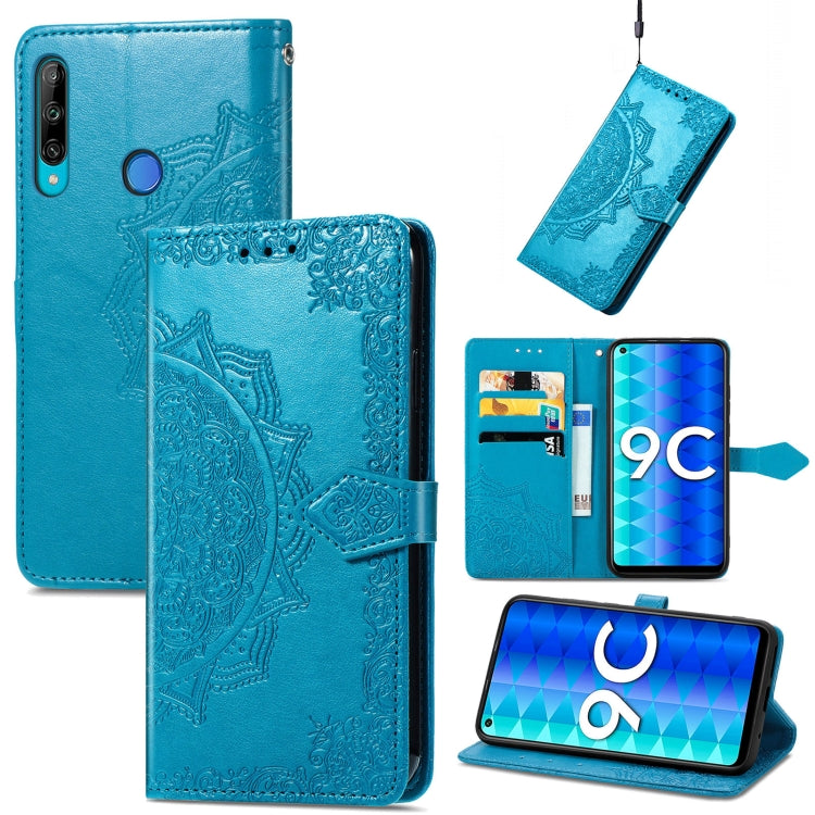 Mandala Flower Embossed Leather Phone Case, For Honor 9C