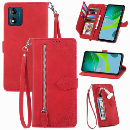 Embossed Flower Zipper Leather Phone Case, For Motorola Moto E13, For Motorola Moto G23, For OnePlus Nord CE 3 Lite, For OPPO Find X6 Pro