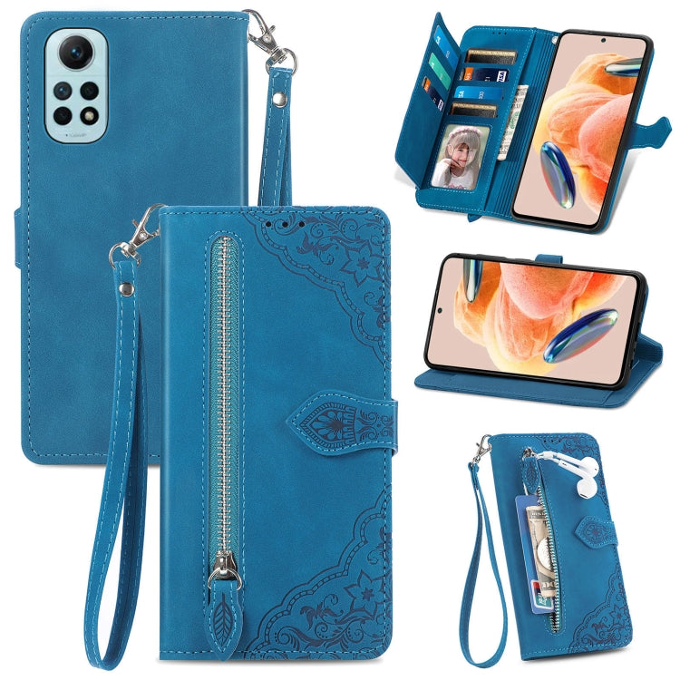 Embossed Flower Zipper Leather Phone Case, For OPPO Find X6, For Redmi Note 12 Pro 4G Global, For Redmi Note 12 4G Global, For Redmi Note 12 Turbo
