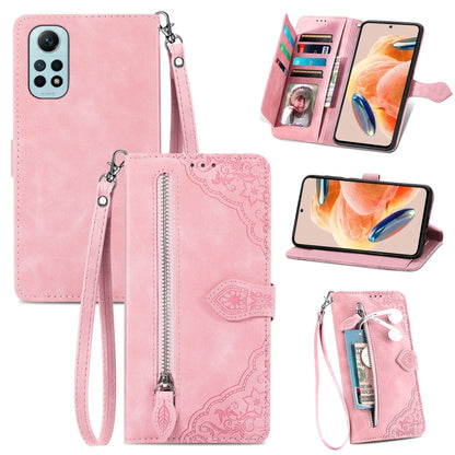 Embossed Flower Zipper Leather Phone Case, For OPPO Find X6, For Redmi Note 12 Pro 4G Global, For Redmi Note 12 4G Global, For Redmi Note 12 Turbo