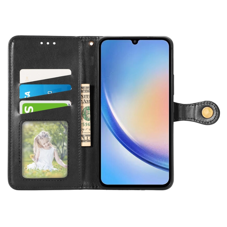 Retro Solid Color Buckle Leather Phone Case, For Galaxy A34 5G, For Galaxy A54 5G