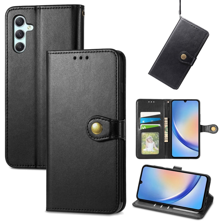 Retro Solid Color Buckle Leather Phone Case, For Galaxy A34 5G, For Galaxy A54 5G