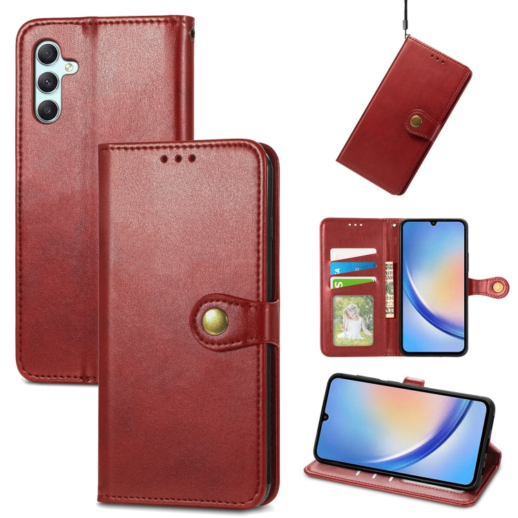 Retro Solid Color Buckle Leather Phone Case, For Galaxy A34 5G, For Galaxy A54 5G