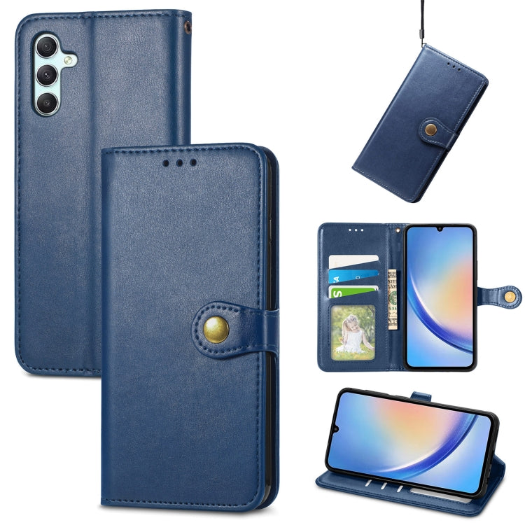 Retro Solid Color Buckle Leather Phone Case, For Galaxy A34 5G, For Galaxy A54 5G