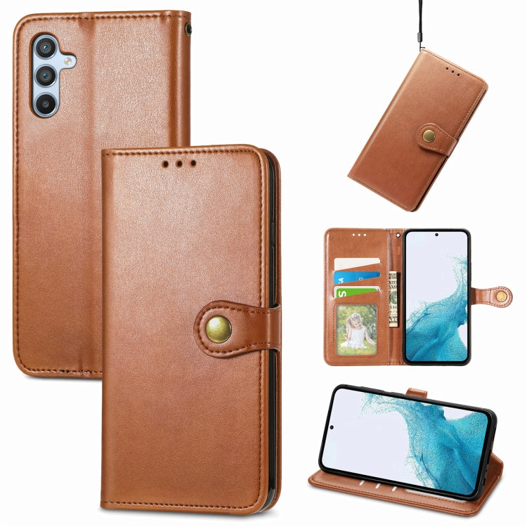 Retro Solid Color Buckle Leather Phone Case, For Galaxy A34 5G, For Galaxy A54 5G