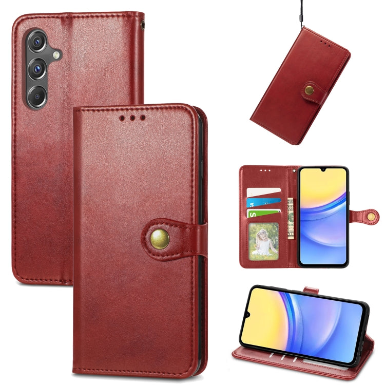 Retro Solid Color Buckle Leather Phone Case, For Galaxy S24 Ultra 5G, For Galaxy S24+ 5G, For Galaxy S24 5G, For Galaxy A15