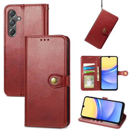 Retro Solid Color Buckle Leather Phone Case, For Galaxy S24 Ultra 5G, For Galaxy S24+ 5G, For Galaxy S24 5G, For Galaxy A15