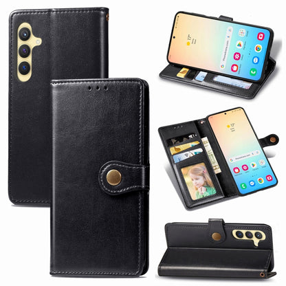 Retro Solid Color Buckle Leather Phone Case, For Galaxy S24 Ultra 5G, For Galaxy S24+ 5G, For Galaxy S24 5G, For Galaxy A15
