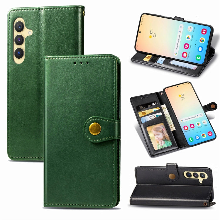 Retro Solid Color Buckle Leather Phone Case, For Galaxy S24 Ultra 5G, For Galaxy S24+ 5G, For Galaxy S24 5G, For Galaxy A15