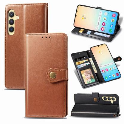 Retro Solid Color Buckle Leather Phone Case, For Galaxy S24 Ultra 5G, For Galaxy S24+ 5G, For Galaxy S24 5G, For Galaxy A15