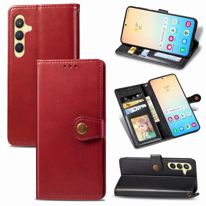 Retro Solid Color Buckle Leather Phone Case, For Galaxy S24 Ultra 5G, For Galaxy S24+ 5G, For Galaxy S24 5G, For Galaxy A15