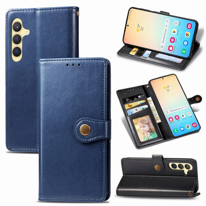 Retro Solid Color Buckle Leather Phone Case, For Galaxy S24 Ultra 5G, For Galaxy S24+ 5G, For Galaxy S24 5G, For Galaxy A15