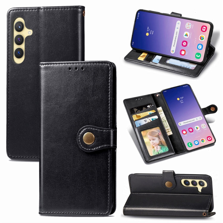 Retro Solid Color Buckle Leather Phone Case, For Samsung Galaxy S25+ 5G, For Samsung Galaxy S25 Ultra 5G, For Samsung Galaxy S24 Ultra 5G, For Samsung Galaxy S24+ 5G