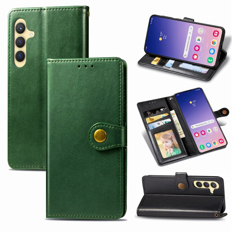 Retro Solid Color Buckle Leather Phone Case, For Samsung Galaxy S25+ 5G, For Samsung Galaxy S25 Ultra 5G, For Samsung Galaxy S24 Ultra 5G, For Samsung Galaxy S24+ 5G