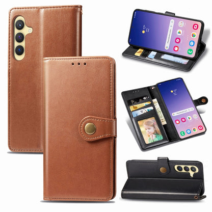 Retro Solid Color Buckle Leather Phone Case, For Galaxy S24 Ultra 5G, For Galaxy S24+ 5G, For Galaxy S24 5G, For Galaxy A15