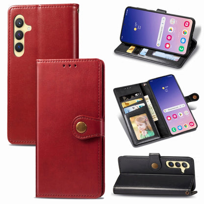 Retro Solid Color Buckle Leather Phone Case, For Samsung Galaxy S25+ 5G, For Samsung Galaxy S25 Ultra 5G, For Samsung Galaxy S24 Ultra 5G, For Samsung Galaxy S24+ 5G