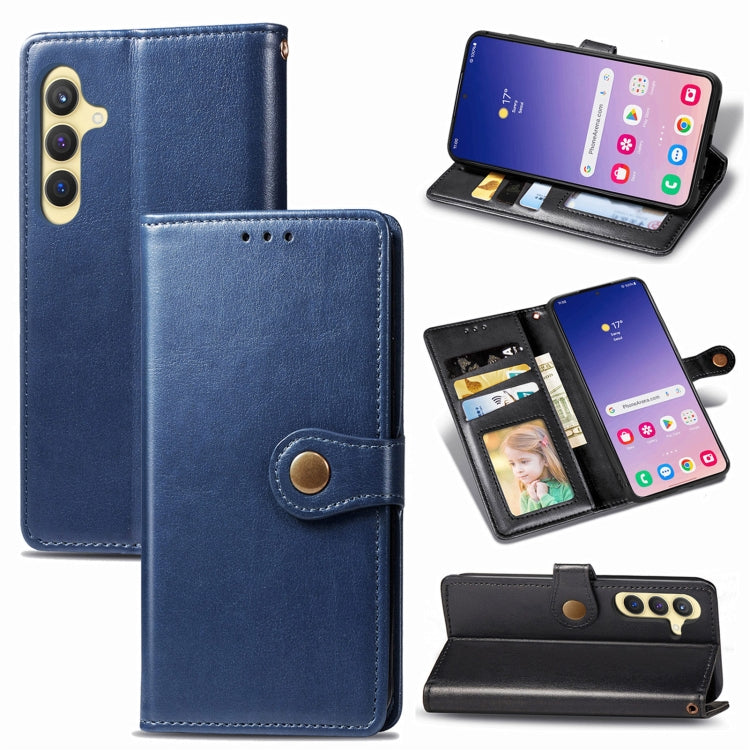 Retro Solid Color Buckle Leather Phone Case, For Samsung Galaxy S25+ 5G, For Samsung Galaxy S25 Ultra 5G, For Samsung Galaxy S24 Ultra 5G, For Samsung Galaxy S24+ 5G