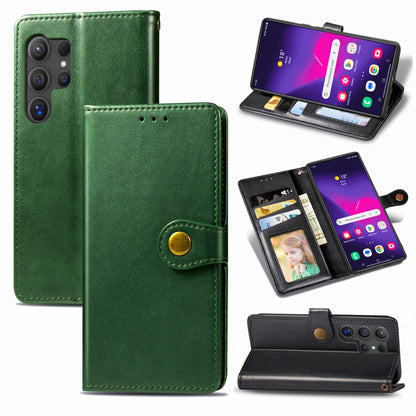 Retro Solid Color Buckle Leather Phone Case, For Samsung Galaxy S25+ 5G, For Samsung Galaxy S25 Ultra 5G, For Samsung Galaxy S24 Ultra 5G, For Samsung Galaxy S24+ 5G