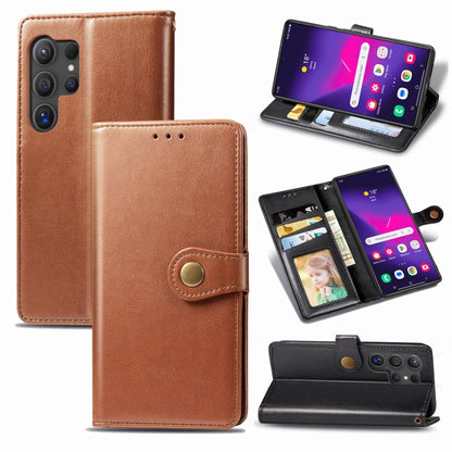 Retro Solid Color Buckle Leather Phone Case, For Samsung Galaxy S25+ 5G, For Samsung Galaxy S25 Ultra 5G, For Samsung Galaxy S24 Ultra 5G, For Samsung Galaxy S24+ 5G